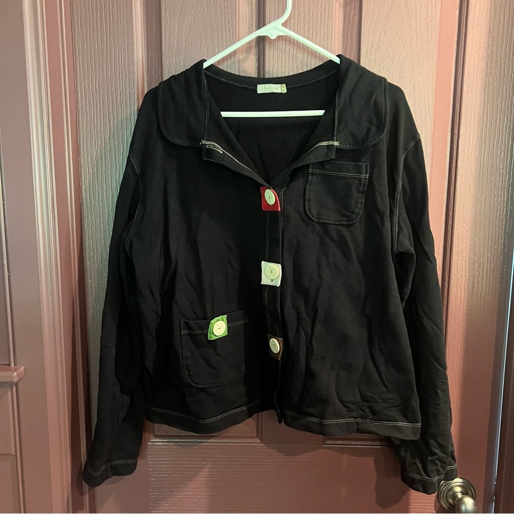 Chalet Black Jacket with Multicolor Buttons